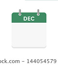 A simple green English calendar icon featuring a daily calendar for December (DEC) with a blank date section. 144054579