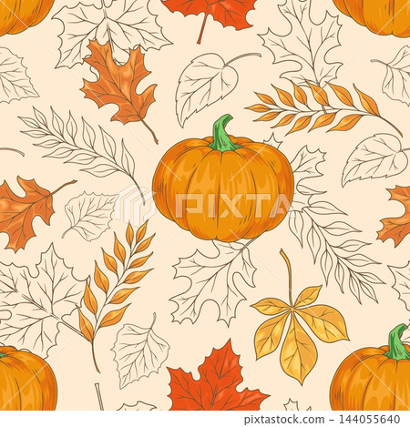 Autumn pumpkin seamless pattern colorful Autumn pumpkin seamless pattern colorful 144055640