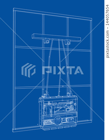 Suspended Facade Platform Blueprint. Vector Suspended Facade Platform Blueprint. Vector 144057654