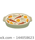 Traditional Thanksgiving roasted root vegetables with carrots and pumpkin in a baking dish. Isolated autumn food clipart. Use for holiday menu designs, dinner invitations, healthy recipes. Traditional Thanksgiving roasted root vegetables with carrots and pumpkin in a baking dish. Isolated autumn food clipart. Use for holiday menu designs, dinner invitations, healthy recipes. 144058623