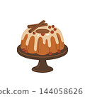Cozy autumn bundt cake with sweet icing, cinnamon sticks and red berries on a stand. Isolated holiday dessert clip art. Use for Thanksgiving menu, greeting cards, baking recipes. Cozy autumn bundt cake with sweet icing, cinnamon sticks and red berries on a stand. Isolated holiday dessert clip art. Use for Thanksgiving menu, greeting cards, baking recipes. 144058626
