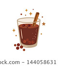 Festive Thanksgiving mulled wine or hot cider in a glass with a cinnamon stick and autumn berries. Isolated seasonal drink element. Use for holiday cafe menus, greeting cards, festival banners. Festive Thanksgiving mulled wine or hot cider in a glass with a cinnamon stick and autumn berries. Isolated seasonal drink element. Use for holiday cafe menus, greeting cards, festival banners. 144058631
