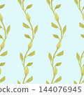 Watercolor hand panted seamless pattern with green tropical leaves, 144076945